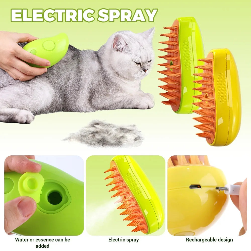 PurrfectGroom™ Steamy Paw 3-in-1 Electric Pet Brush